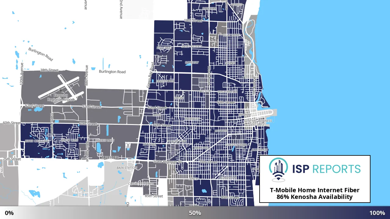Kenosha, WI map of internet availability