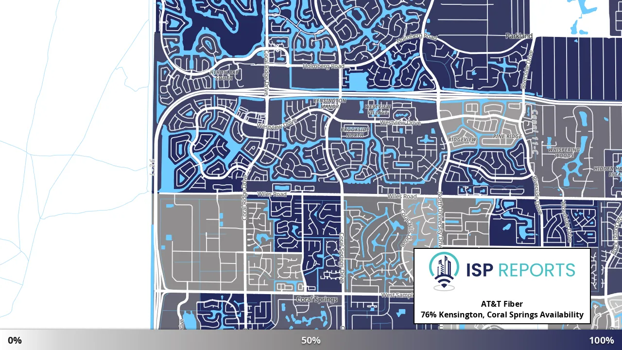 Kensington, Coral Springs, FL map of internet availability