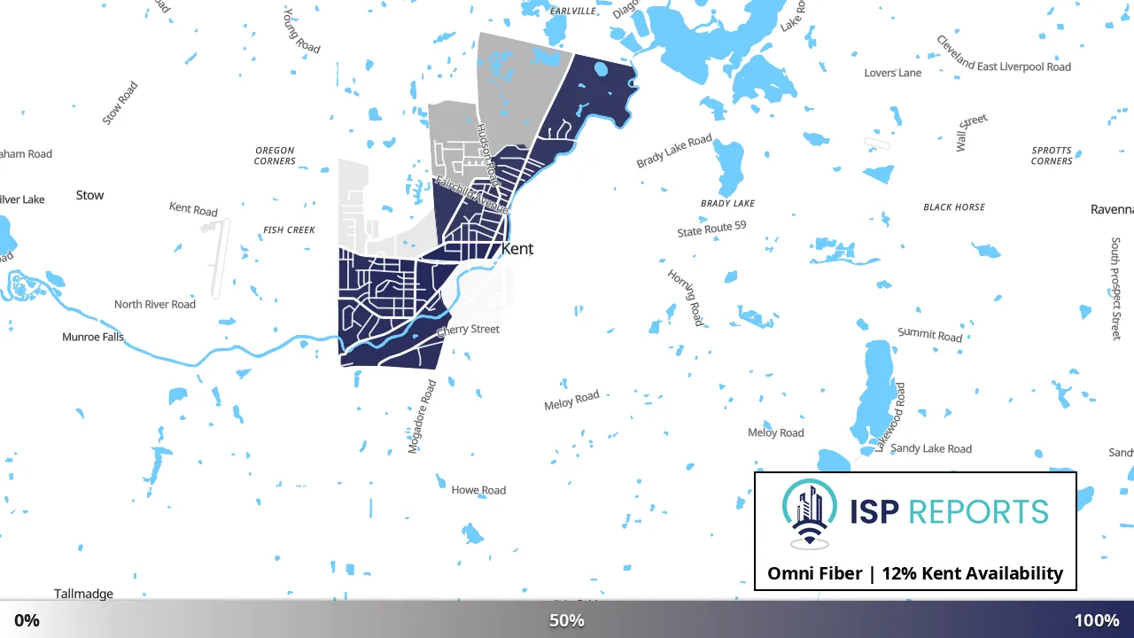 Kent, OH map of internet availability
