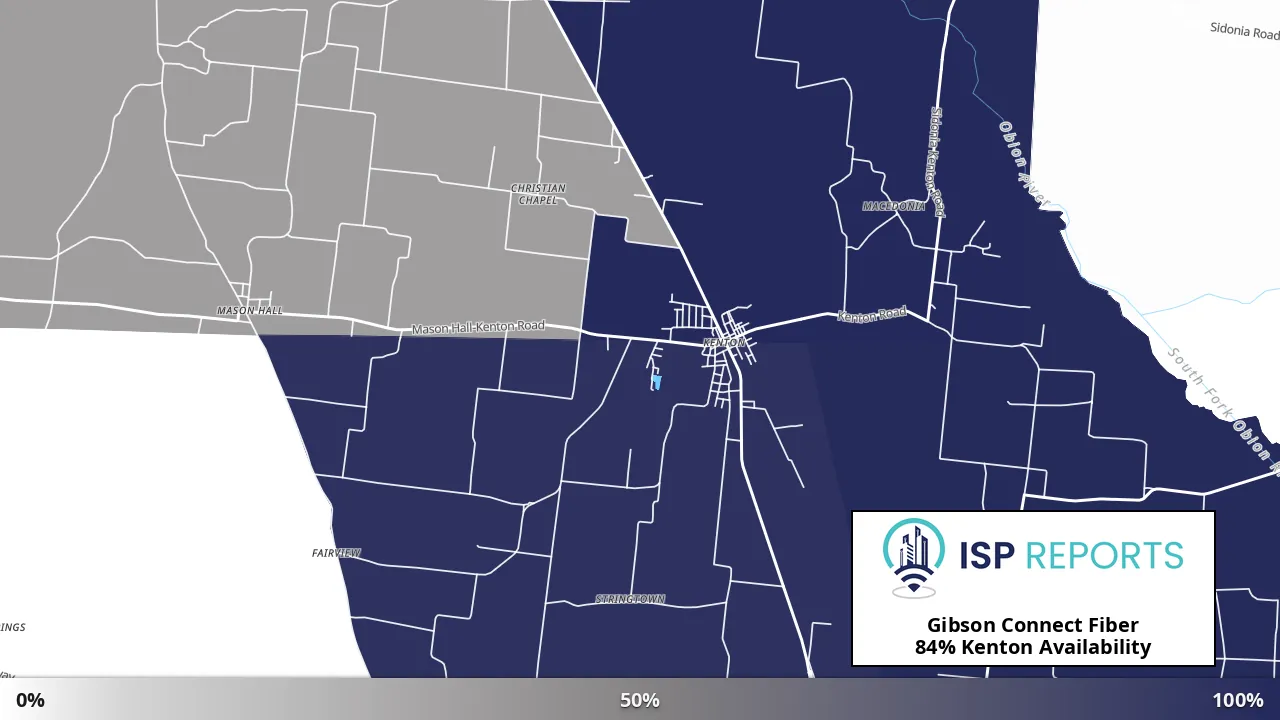 Kenton, TN map of internet availability