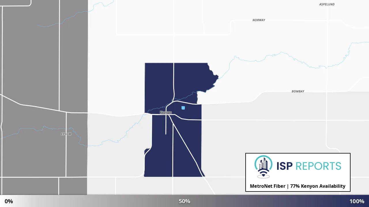Kenyon, MN map of internet availability