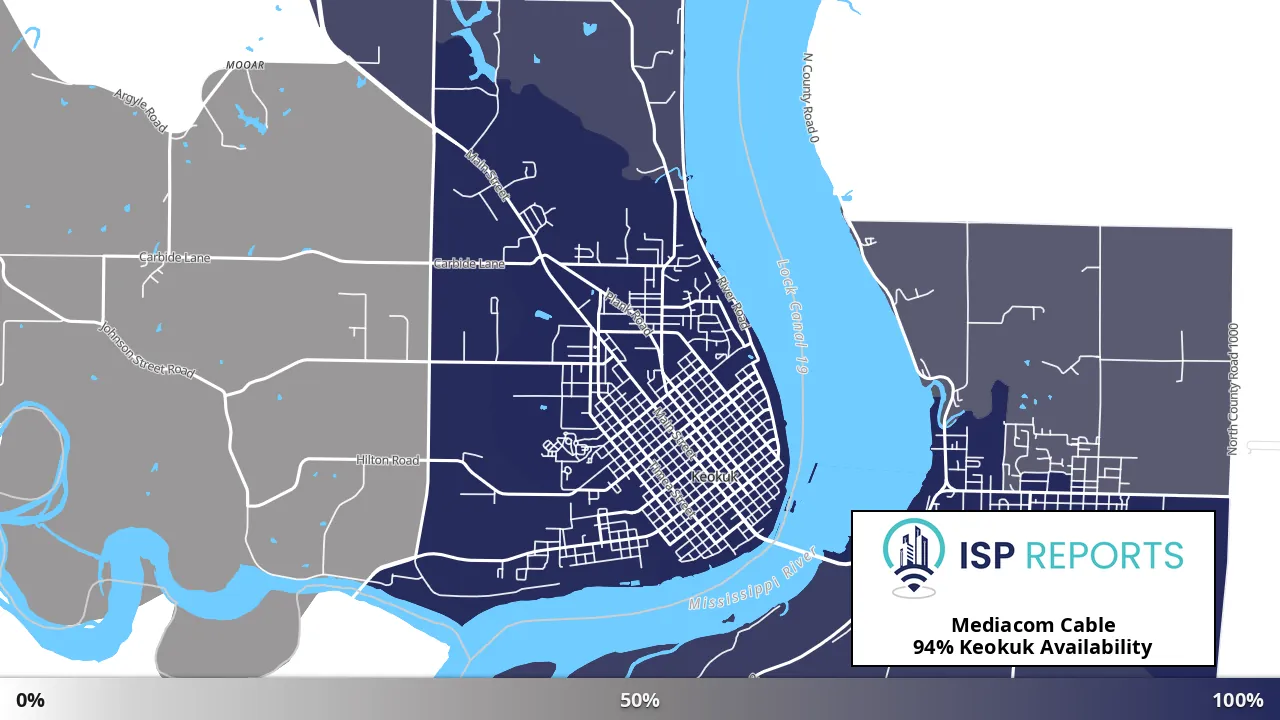 Keokuk, IA map of internet availability