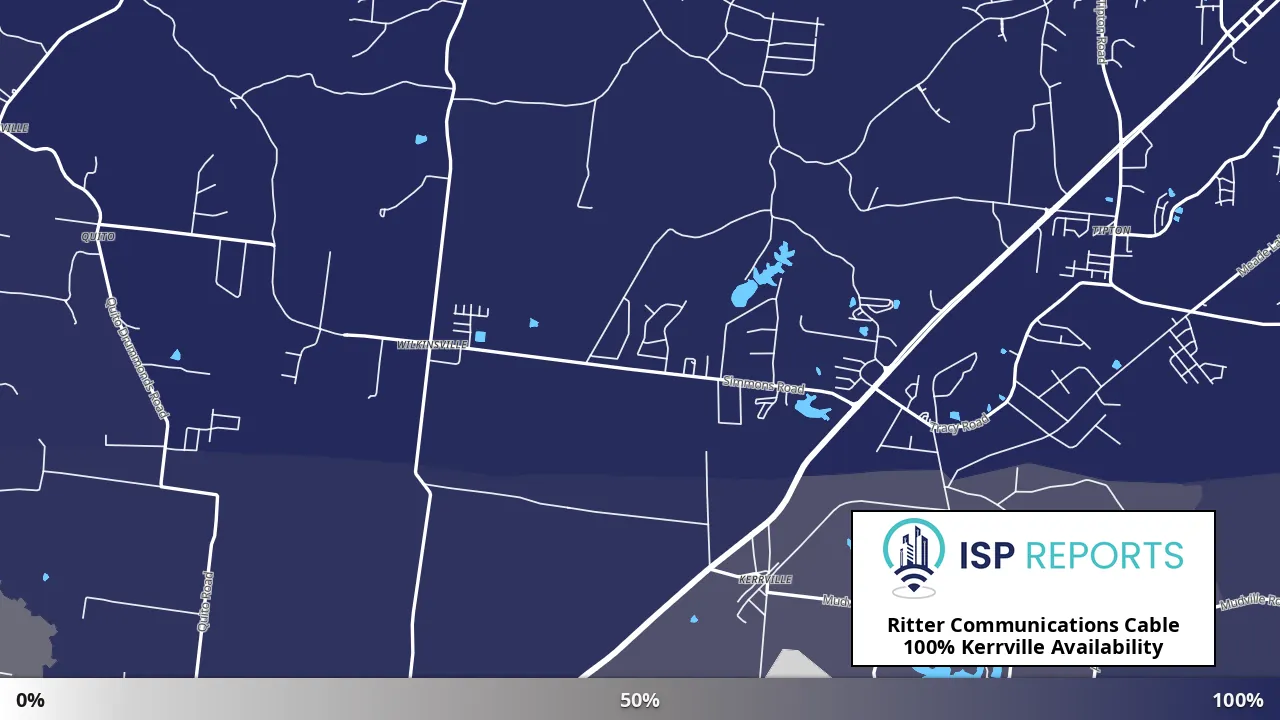 Kerrville, TN map of internet availability