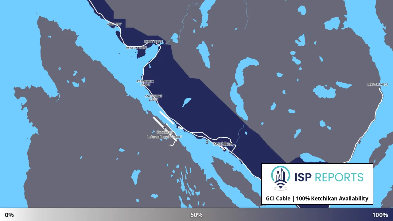 Ketchikan, AK map of internet availability