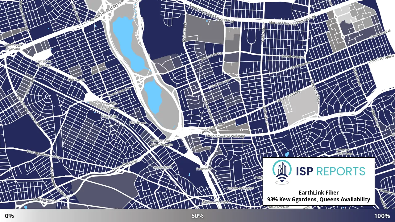 Kew Ggardens, Queens, NY map of internet availability