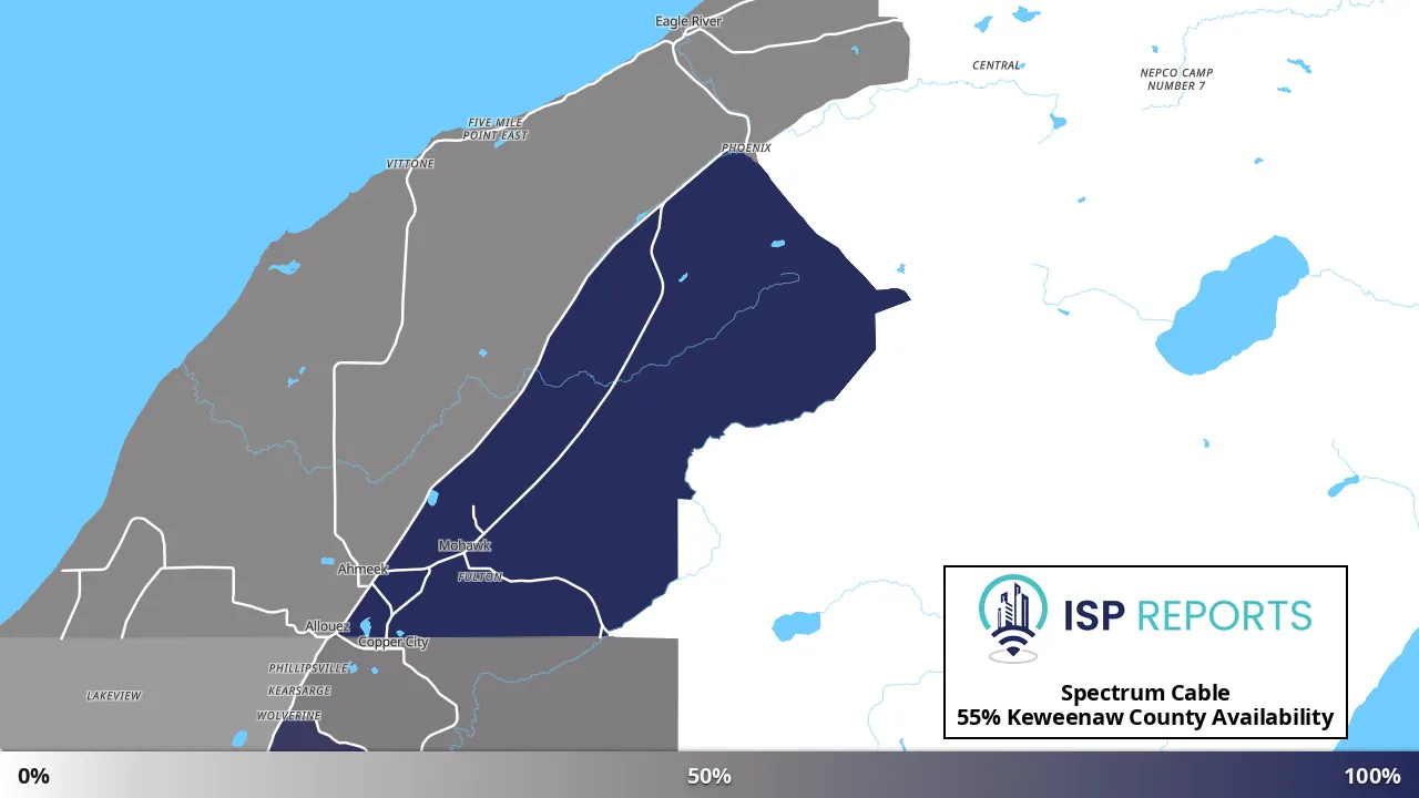 Keweenaw County, MI map of internet availability