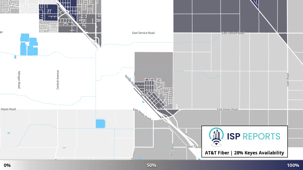 Keyes, CA map of internet availability
