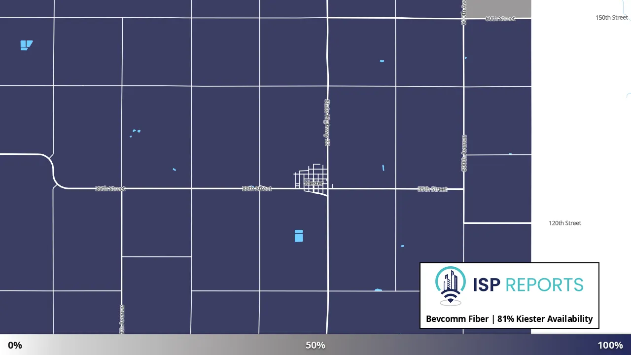 Kiester, MN map of internet availability