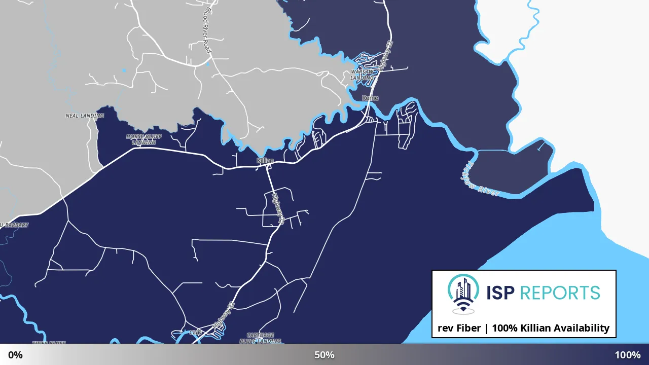 Killian, LA map of internet availability
