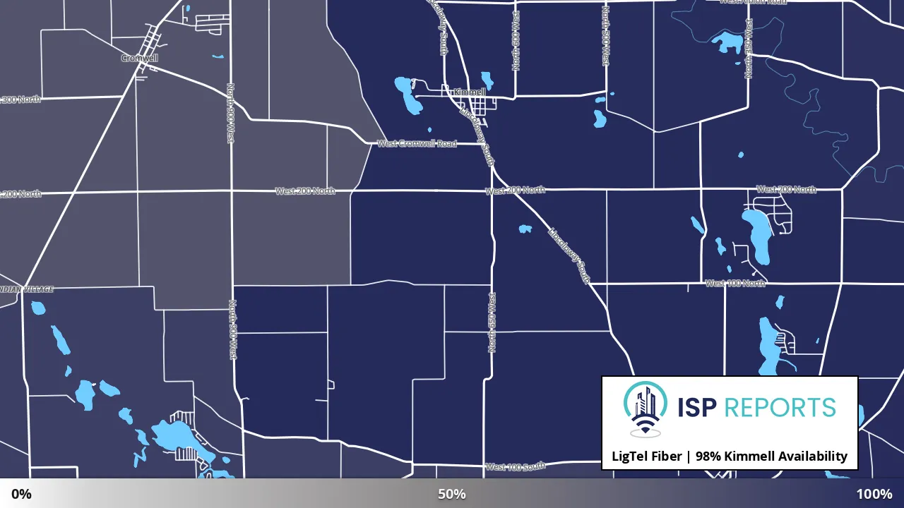 Kimmell, IN map of internet availability