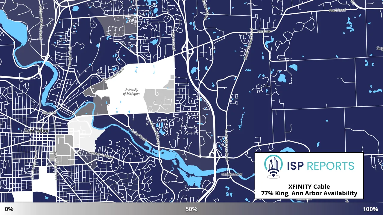 King, Ann Arbor, MI map of internet availability