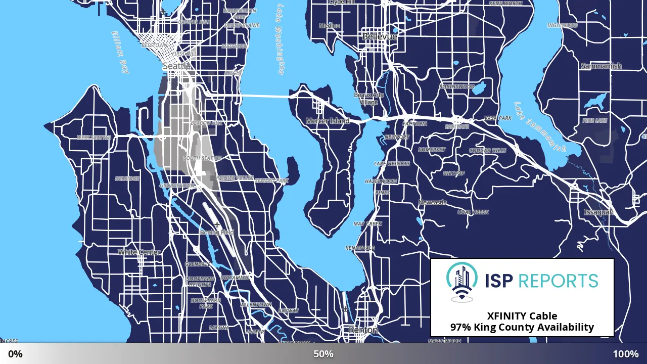 King County, WA map of internet availability
