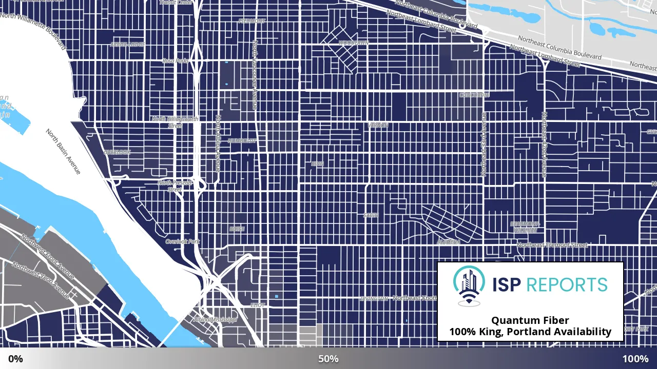 King, Portland, OR map of internet availability