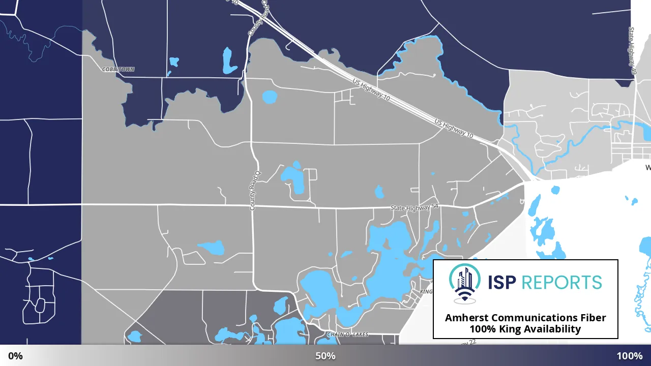 King, WI map of internet availability