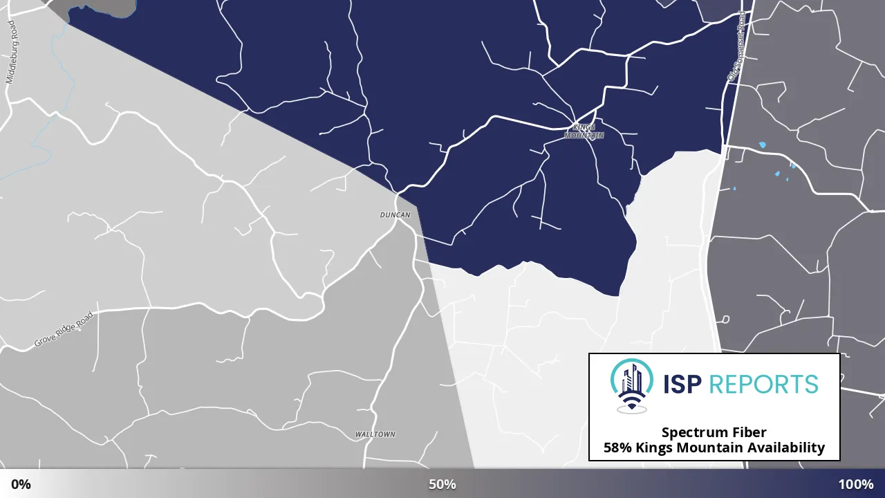 Kings Mountain, KY map of internet availability