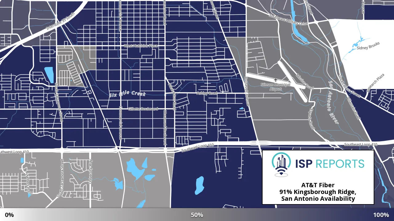Kingsborough Ridge, San Antonio, TX map of internet availability