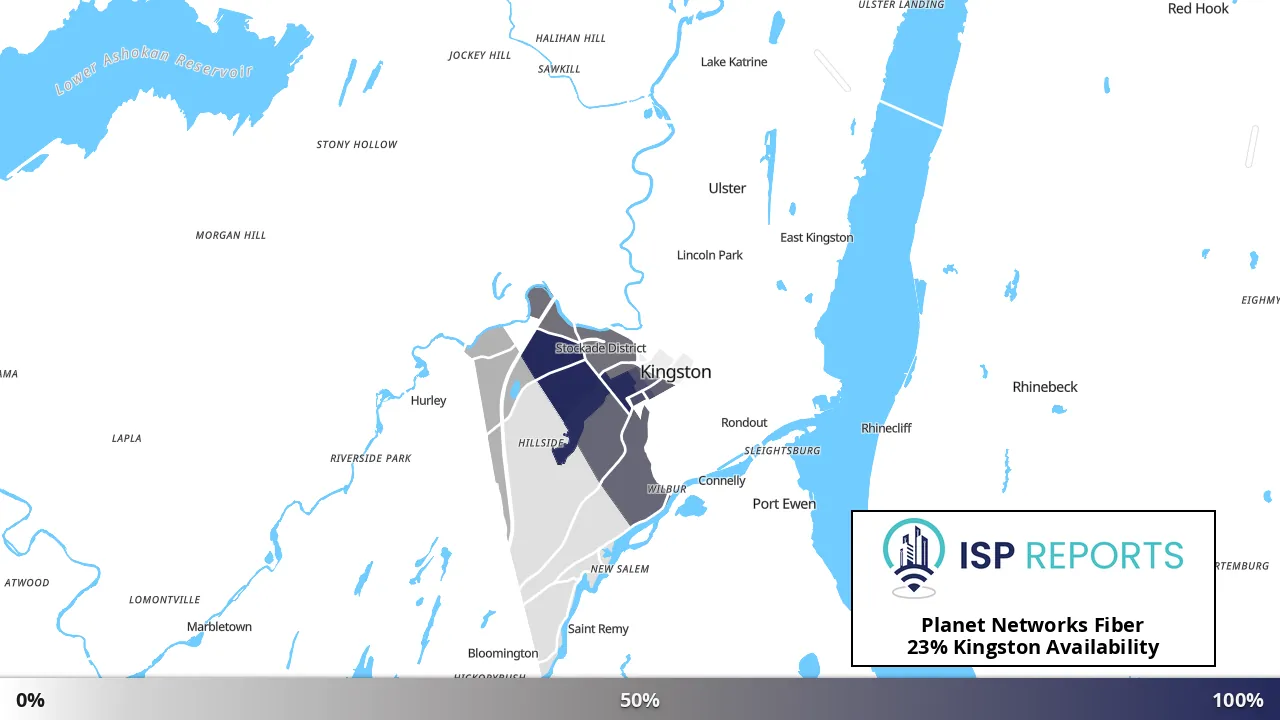 Kingston, NY map of internet availability