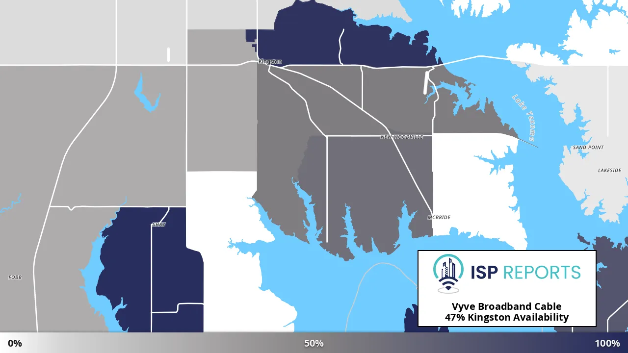 Kingston, OK map of internet availability
