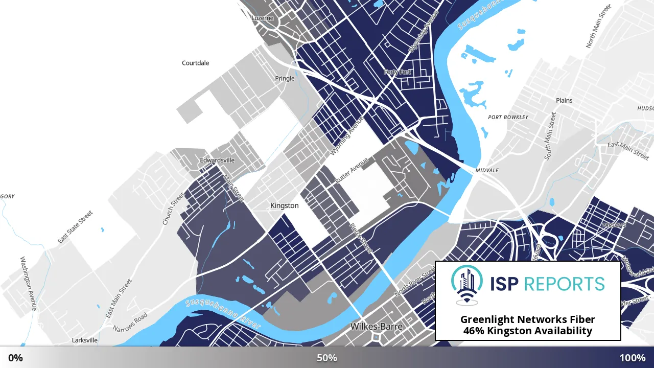 Kingston, PA map of internet availability