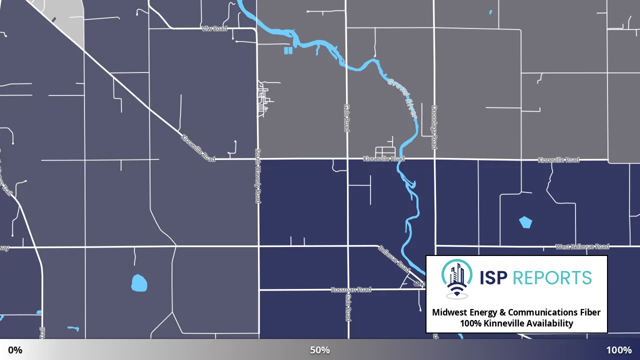 Kinneville, MI map of internet availability