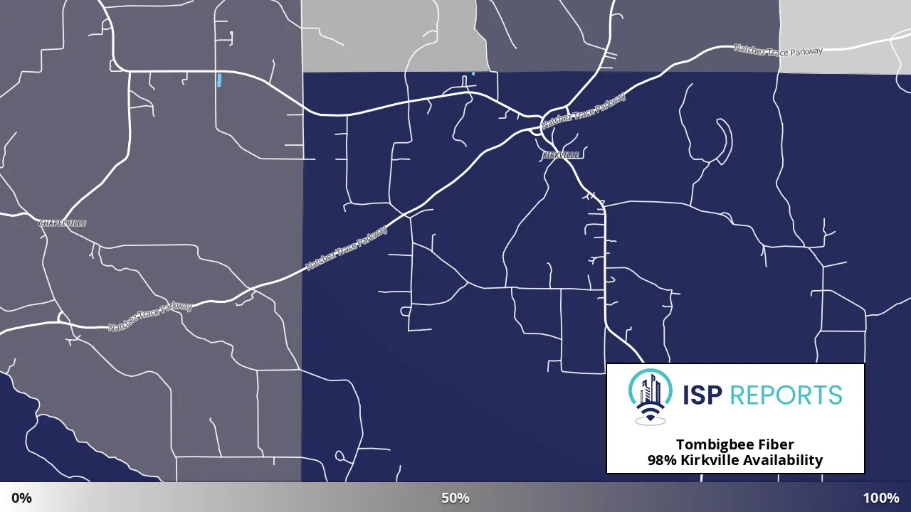 Kirkville, MS map of internet availability
