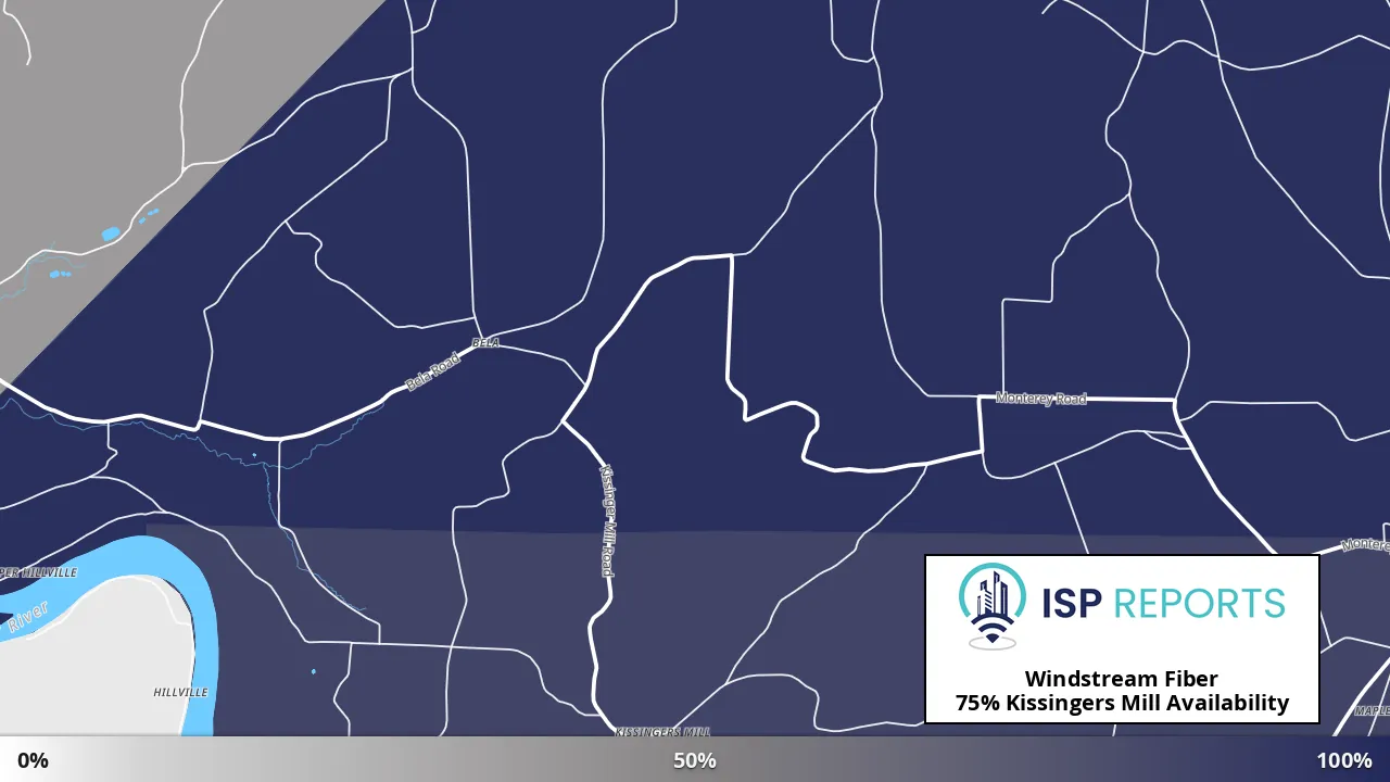 Kissingers Mill, PA map of internet availability