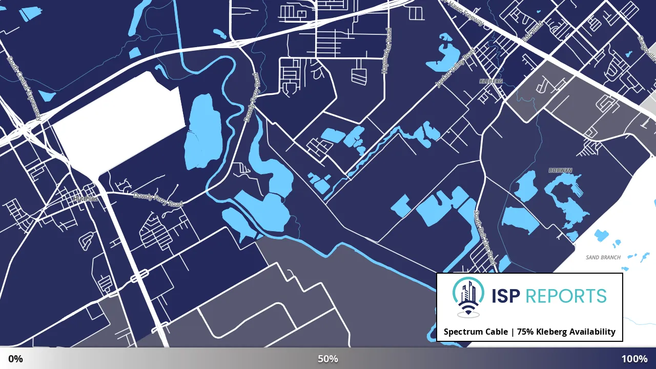 Kleberg, TX map of internet availability