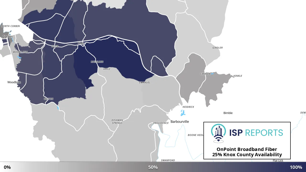 Knox County, KY map of internet availability