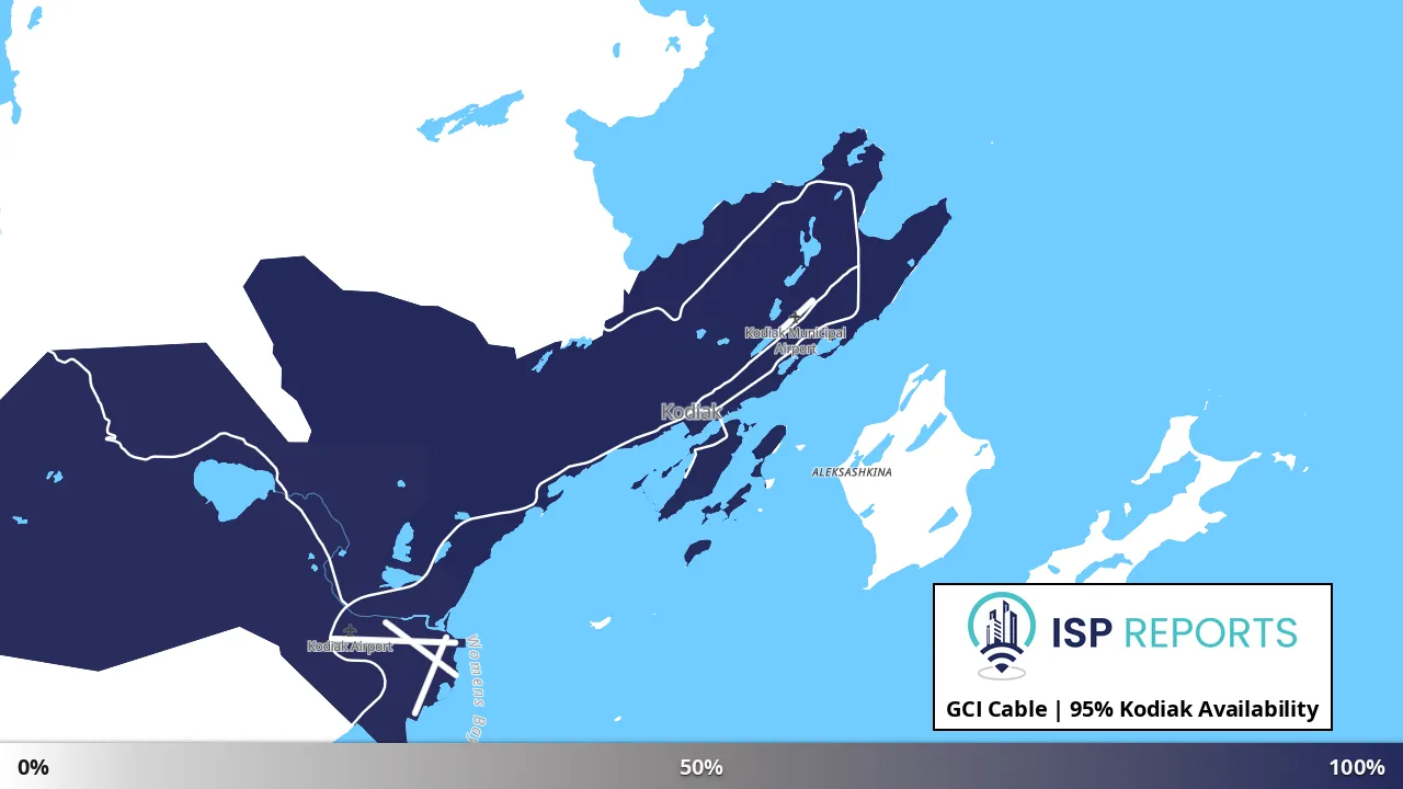Kodiak, AK map of internet availability
