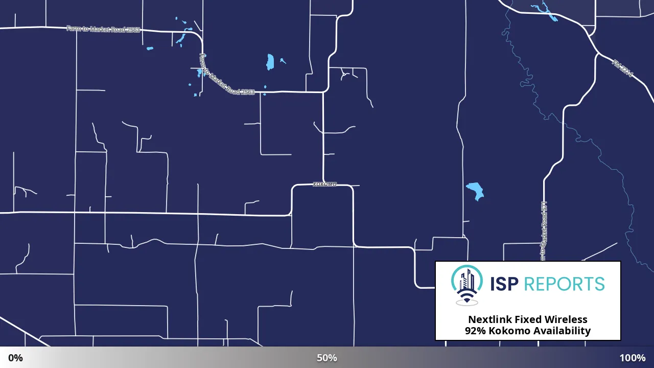 Kokomo, TX map of internet availability