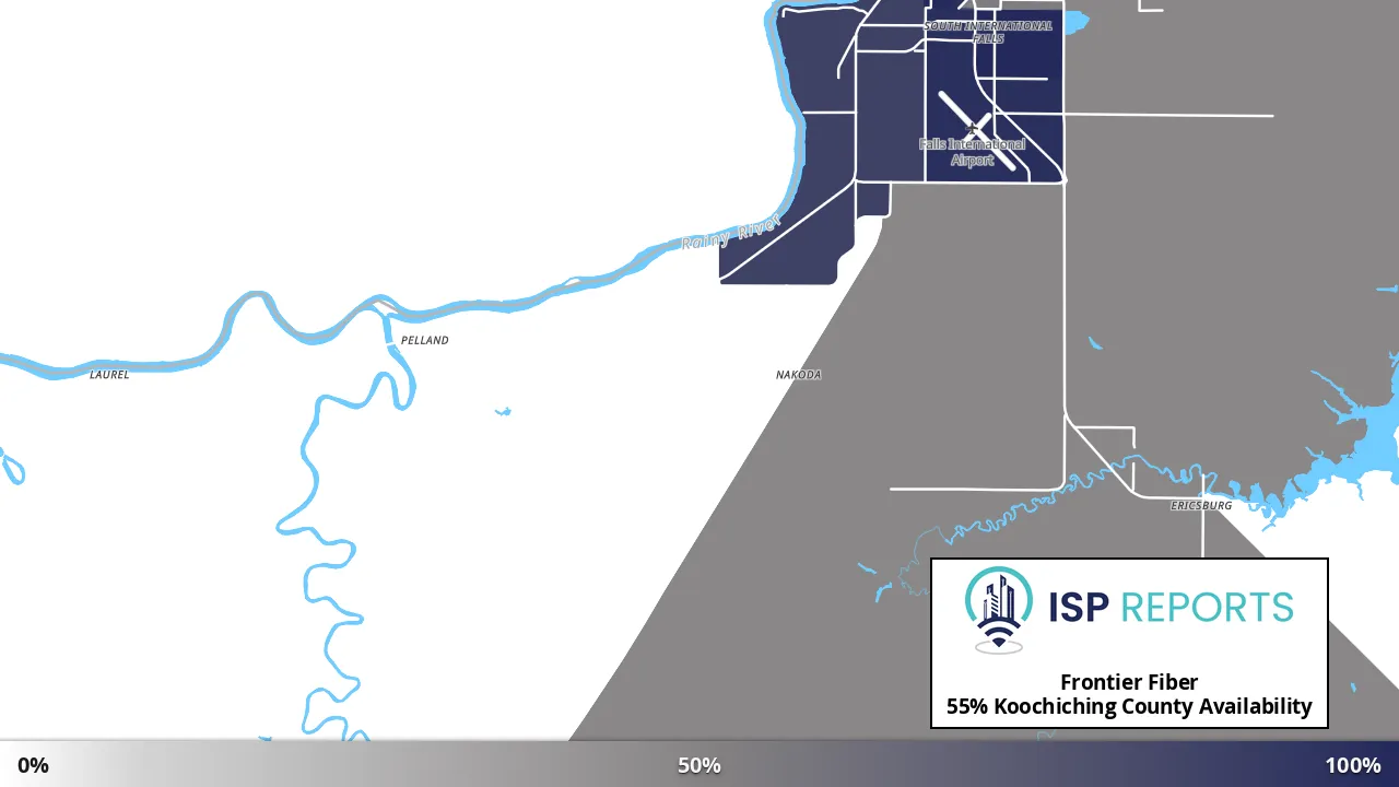 Koochiching County, MN map of internet availability
