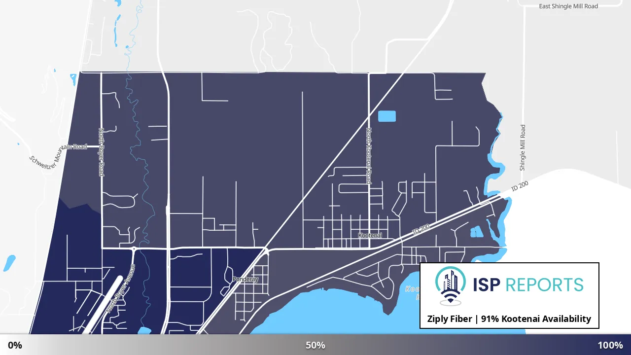 Kootenai, ID map of internet availability