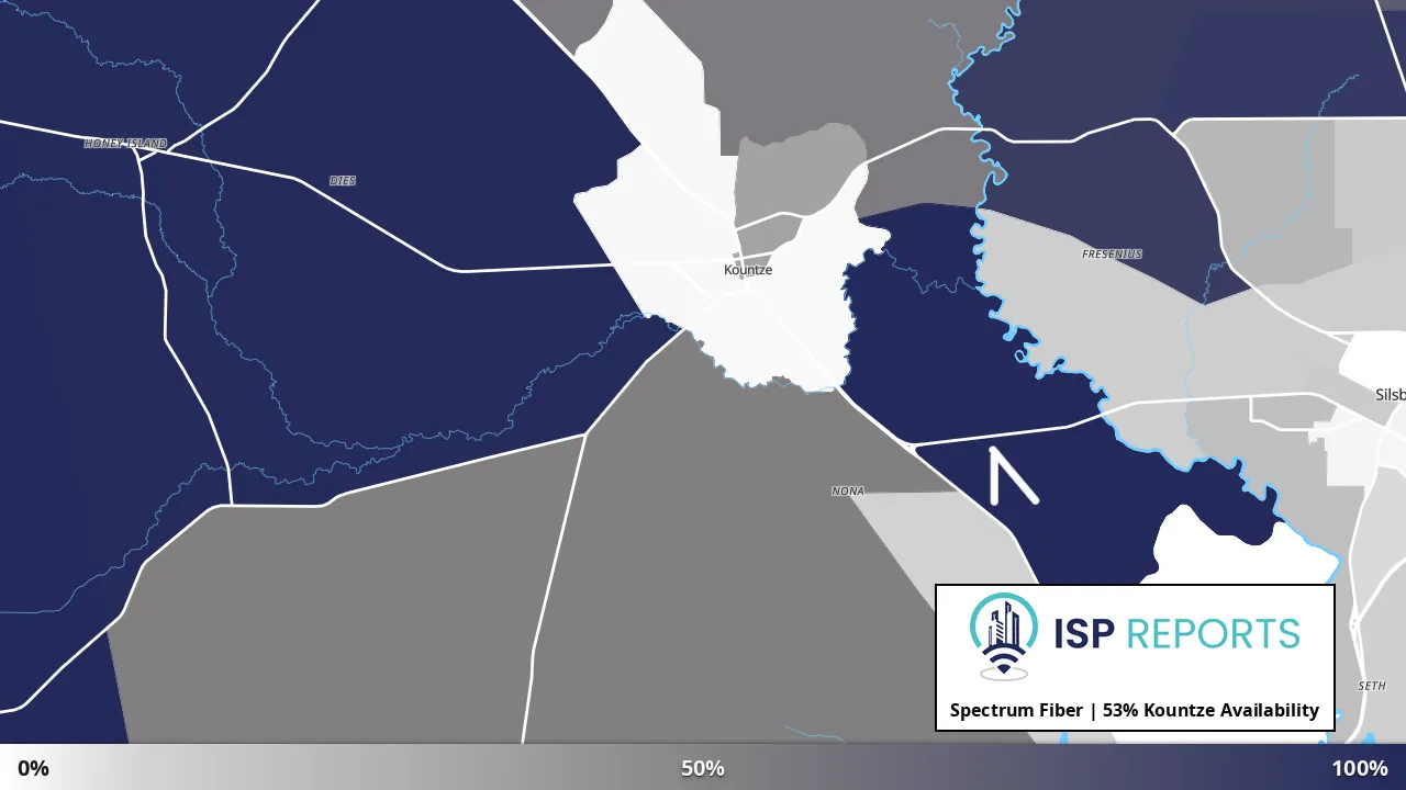Kountze, TX map of internet availability