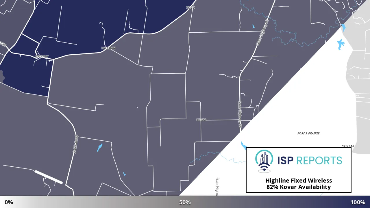 Kovar, TX map of internet availability