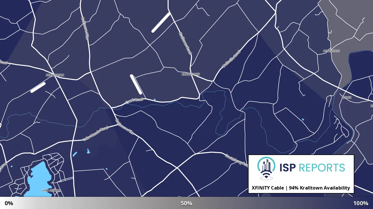 Kralltown, PA map of internet availability