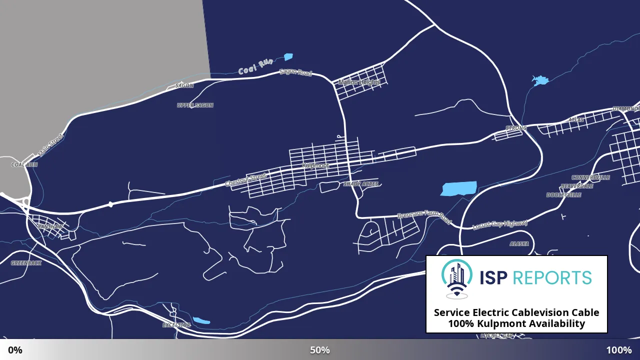 Kulpmont, PA map of internet availability