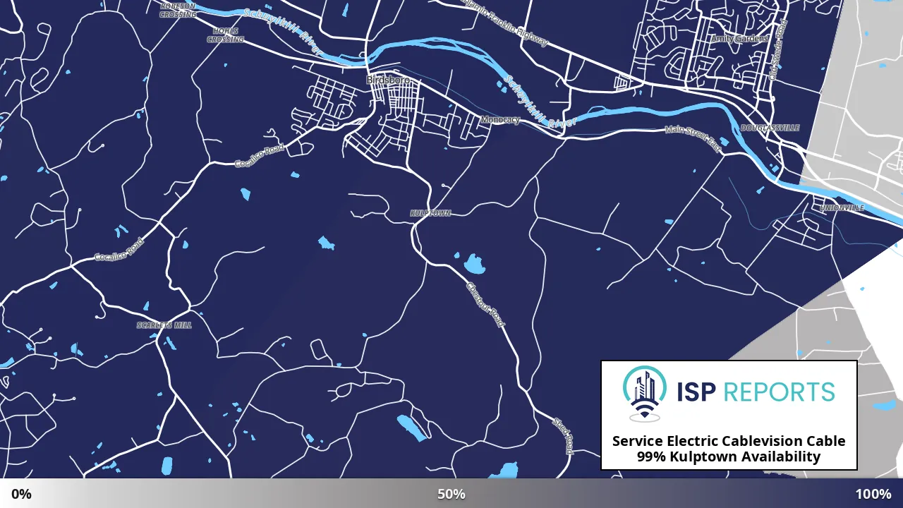 Kulptown, PA map of internet availability