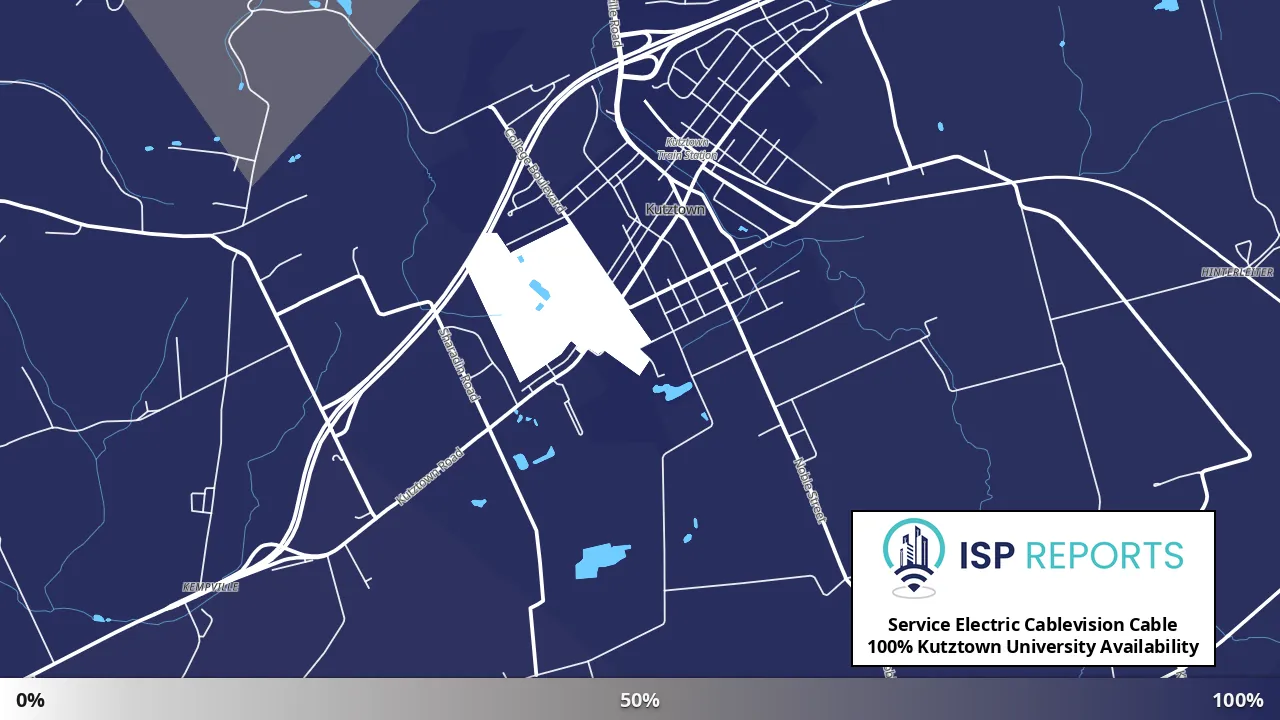 Kutztown University, PA map of internet availability