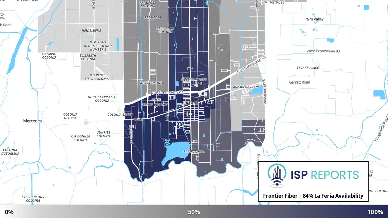 La Feria, TX map of internet availability