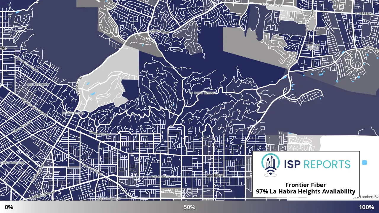 La Habra Heights, CA map of internet availability