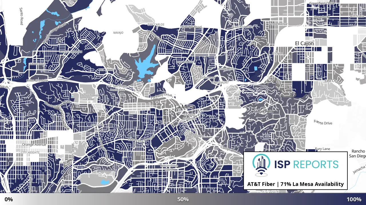 La Mesa, CA map of internet availability