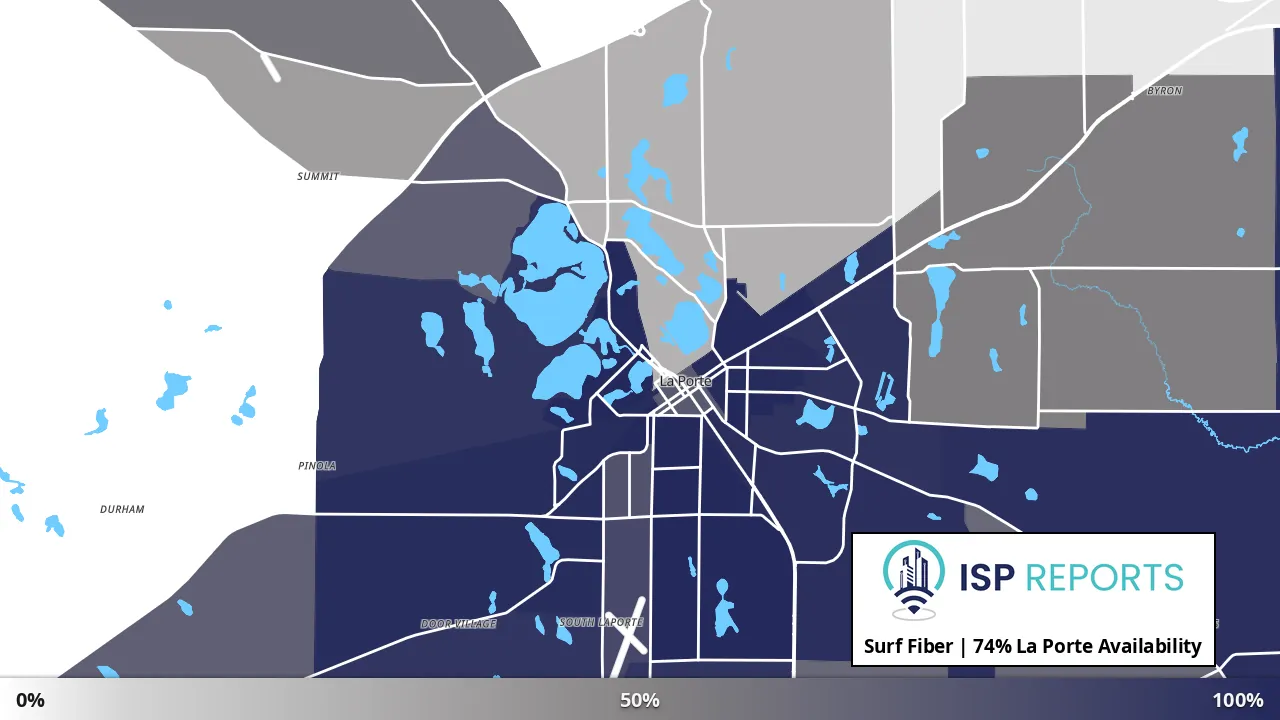 La Porte, IN map of internet availability