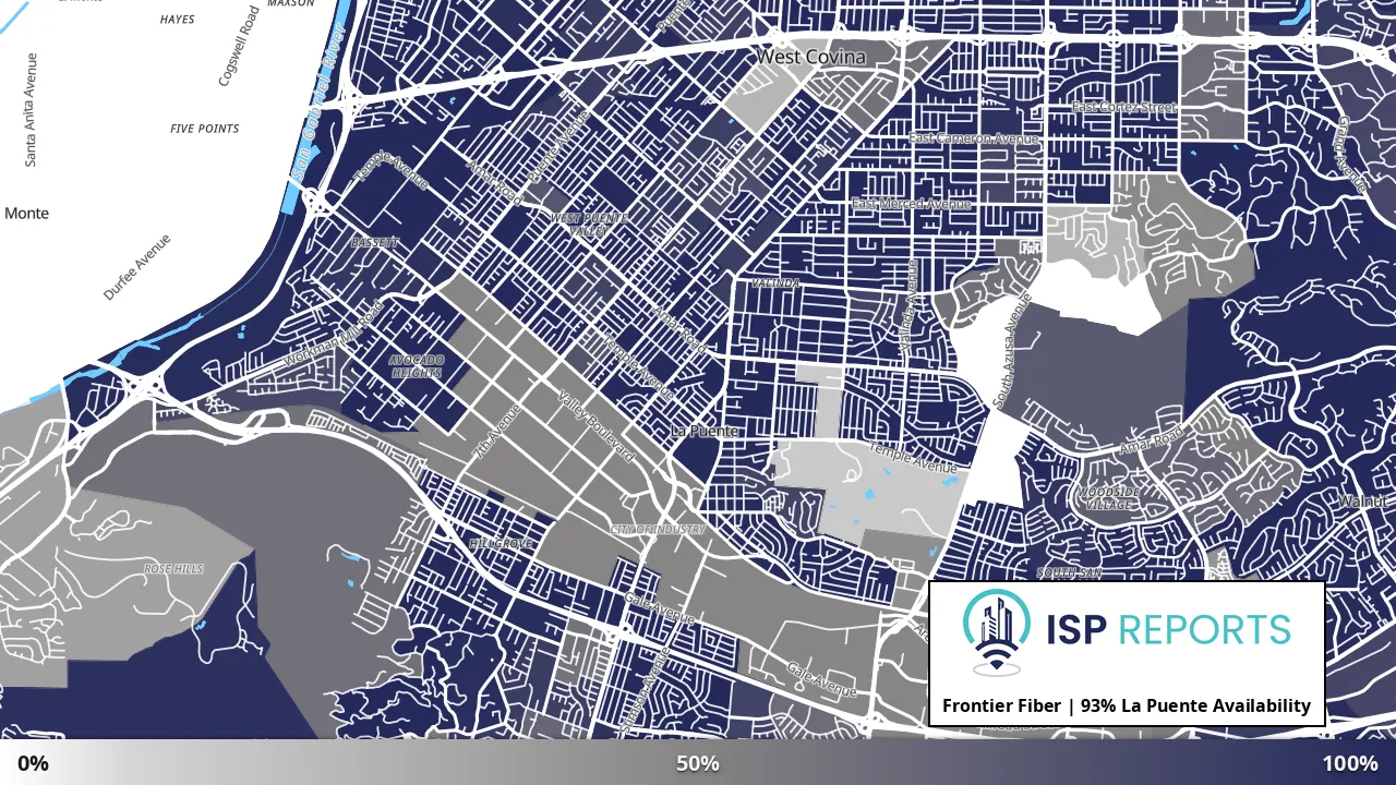 La Puente, CA map of internet availability