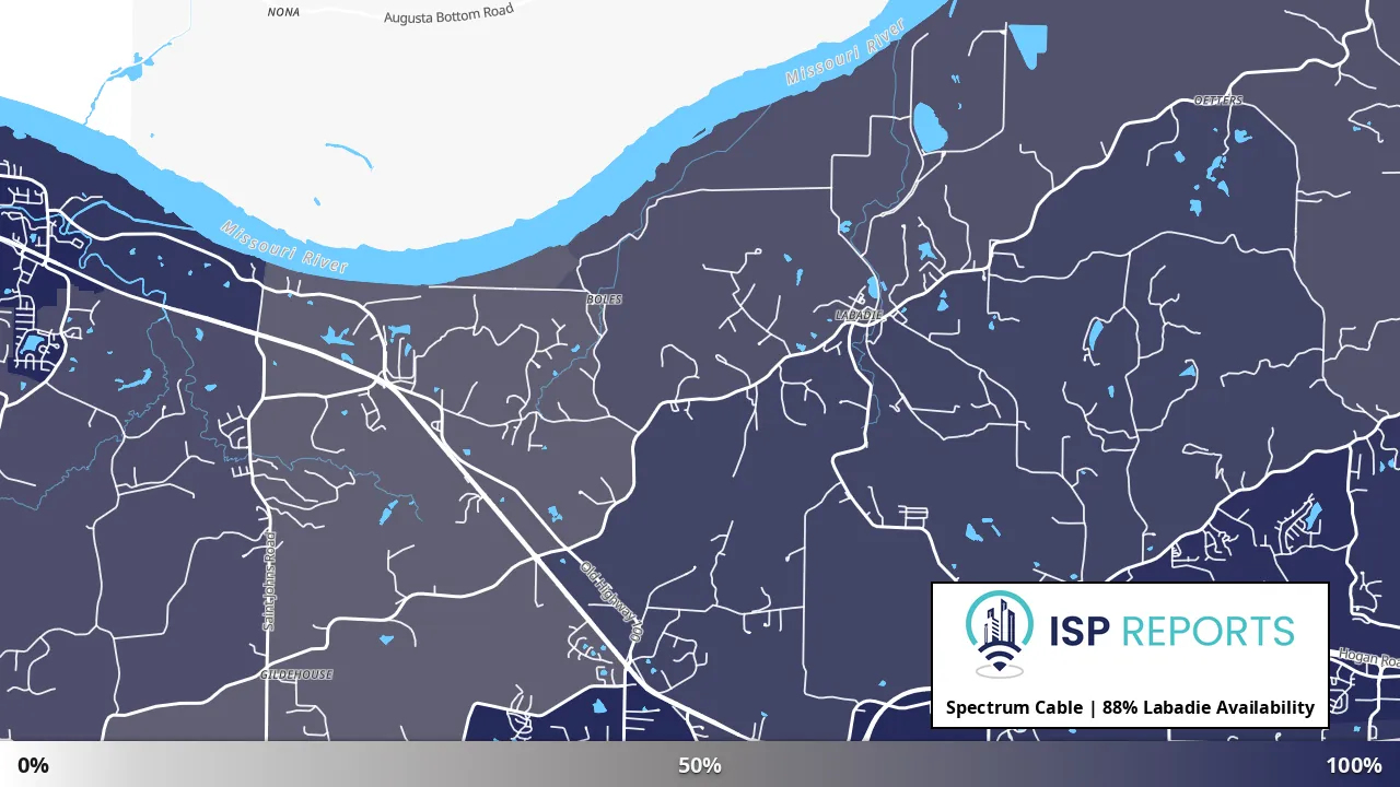 Labadie, MO map of internet availability