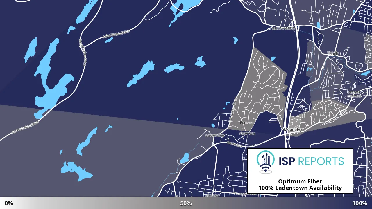 Ladentown, NY map of internet availability