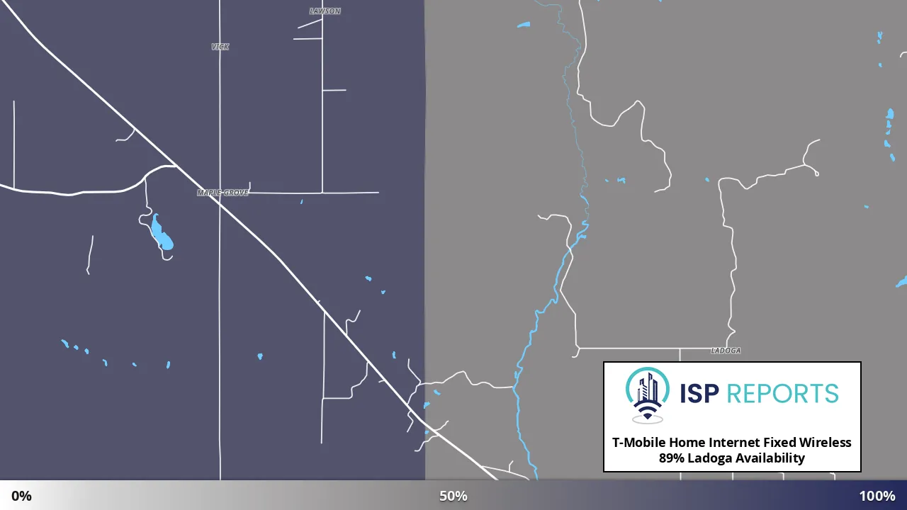 Ladoga, MI map of internet availability
