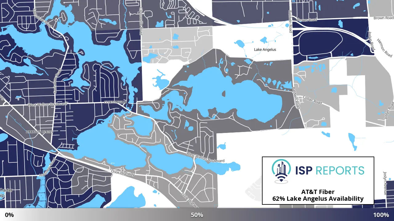 Lake Angelus, MI map of internet availability
