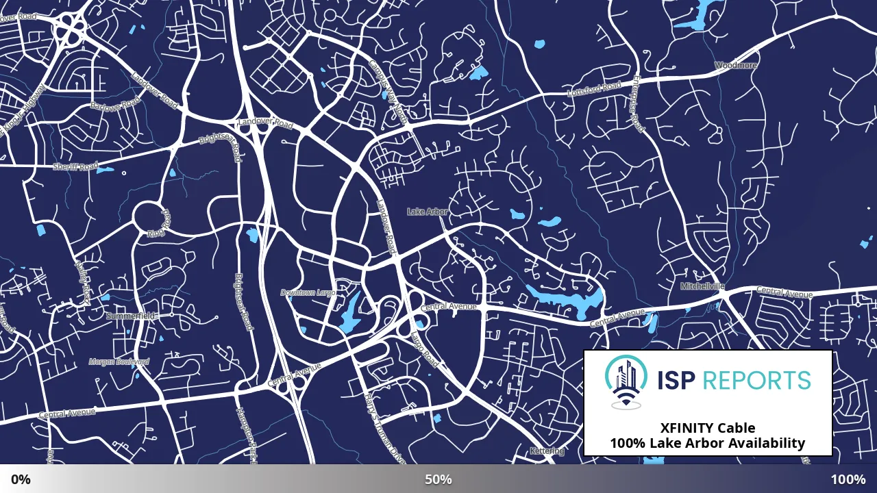Lake Arbor, MD map of internet availability