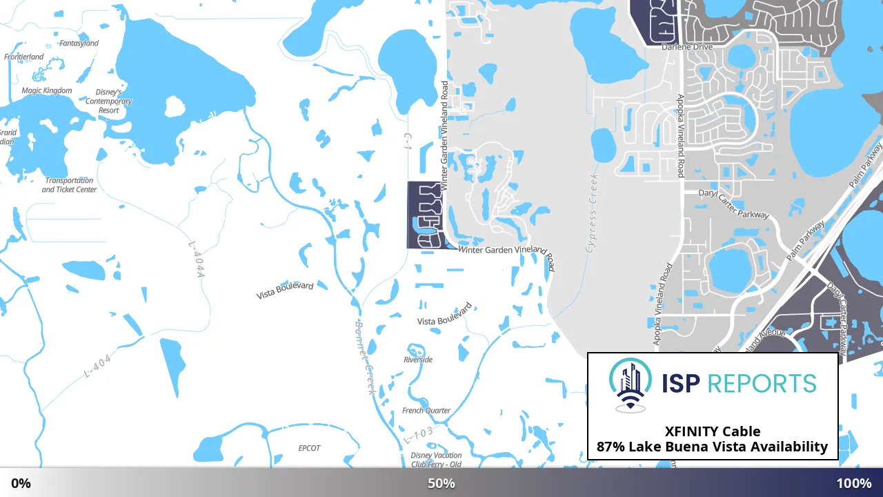 Lake Buena Vista, FL map of internet availability