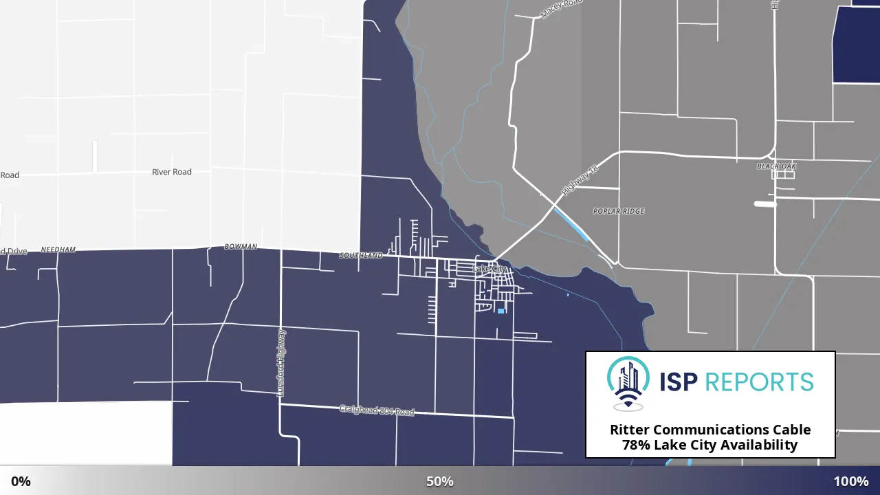 Lake City, AR map of internet availability